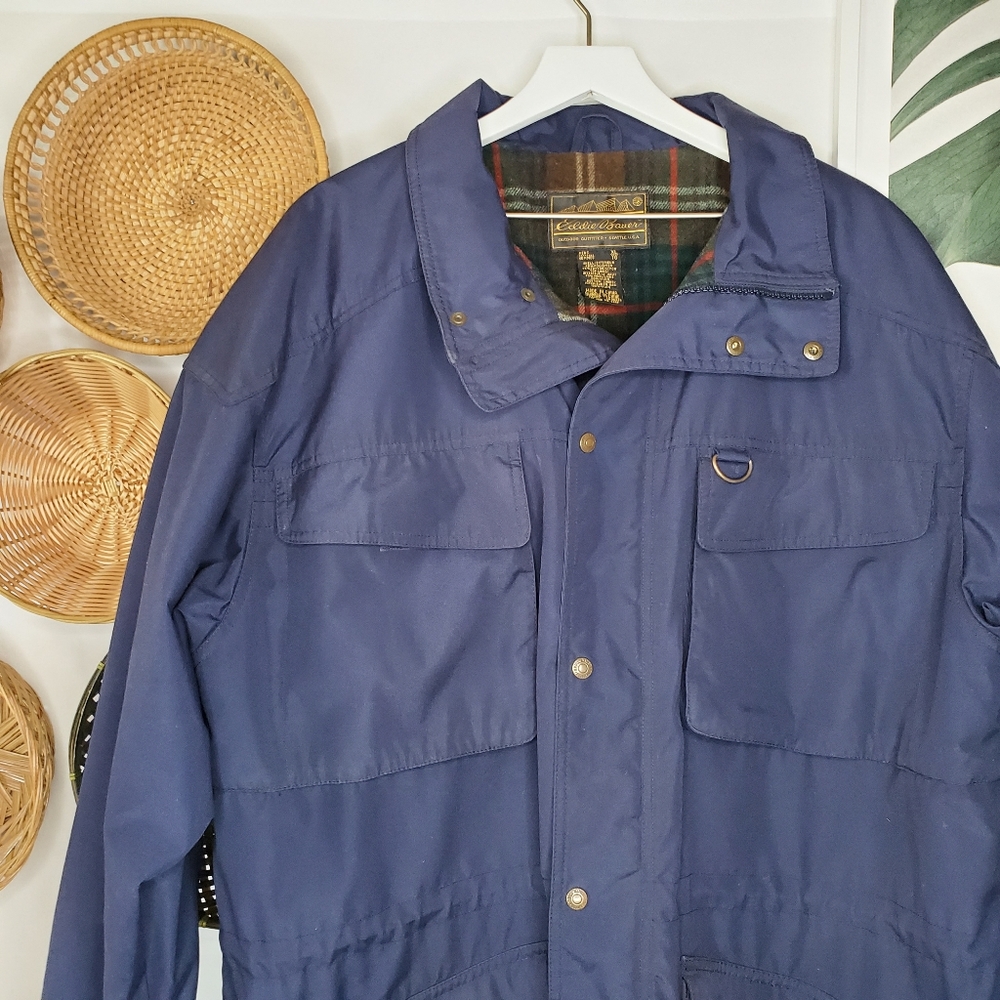 Eddie Bauer Men's Wool Lined Parka Blue Heavy Coat - Picture 2 of 7